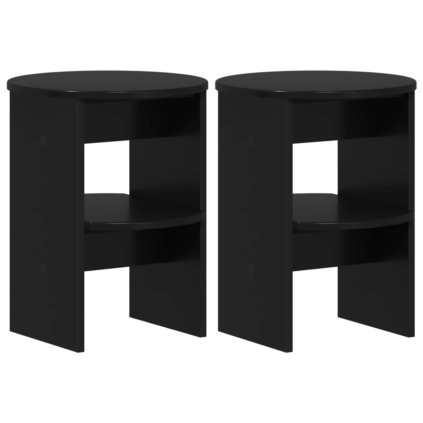 Side Cabinet 2 pcs Black Ø40 x 50 cm Engineered Wood