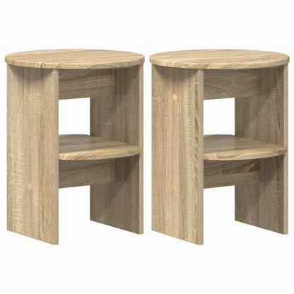 Side Cabinet 2 pcs Sonoma Oak Ø40 x 50 cm Engineered Wood