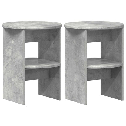 Side Cabinet 2 pcs Concrete Grey Ø40 x 50 cm Engineered Wood