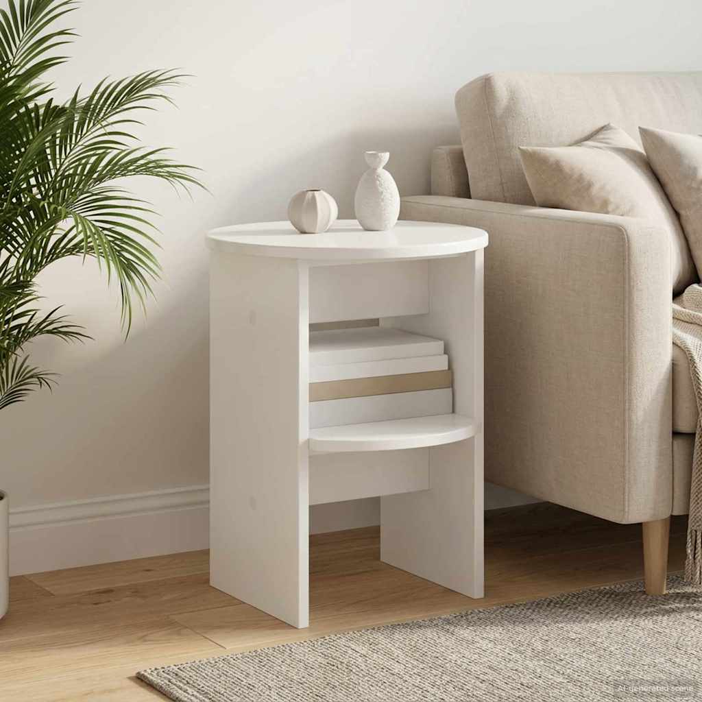 Side Cabinet High Gloss White Ø40 x 50 cm Engineered Wood