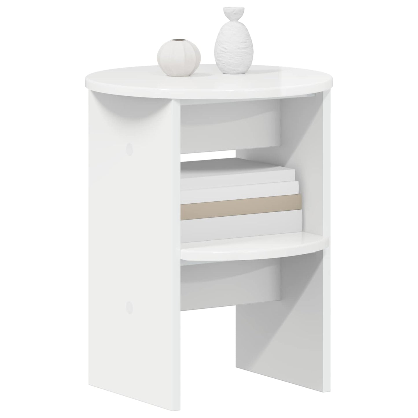 Side Cabinet High Gloss White Ø40 x 50 cm Engineered Wood