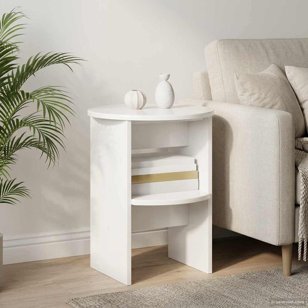 Side Cabinet 2 pcs High Gloss White Ø40 x 50 cm Engineered Wood