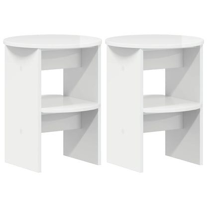 Side Cabinet 2 pcs High Gloss White Ø40 x 50 cm Engineered Wood