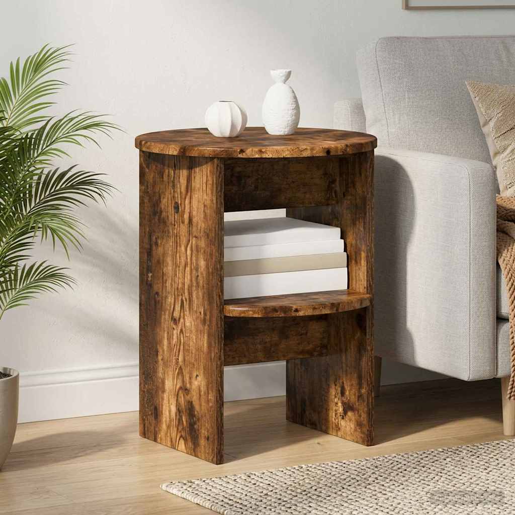 Side Cabinet 2 pcs Smoked Oak Ø40 x 50 cm Engineered Wood