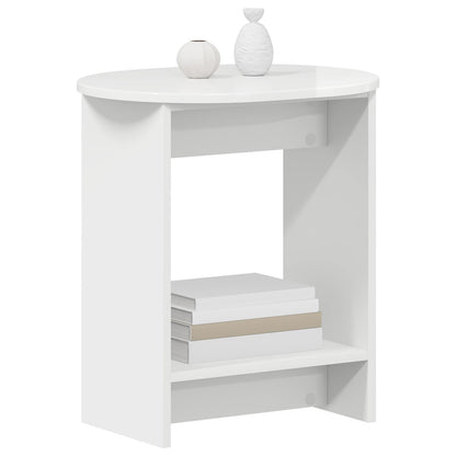 Side Table High Gloss White 50 x 39,5 x 55 cm Engineered Wood