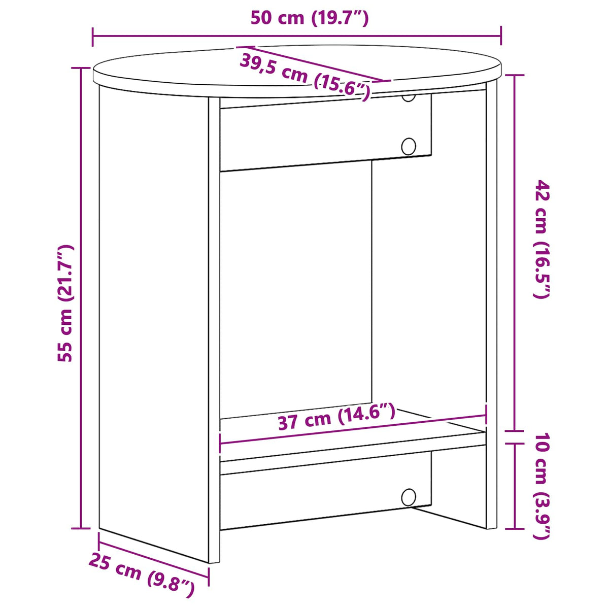 Side Table Grey Sonoma 50 x 39,5 x 55 cm Engineered Wood