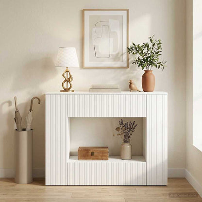 Console Table Striped White 101 x 29 x 74 cm Engineered Wood