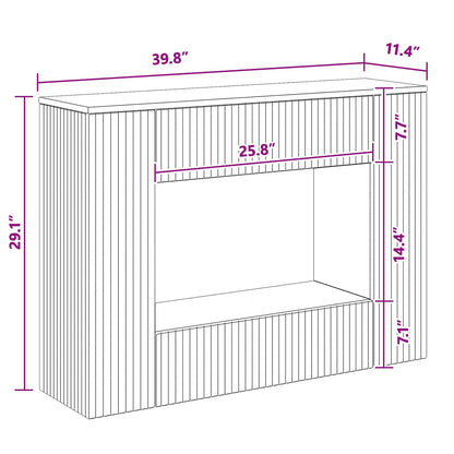 Console Table Striped White 101 x 29 x 74 cm Engineered Wood