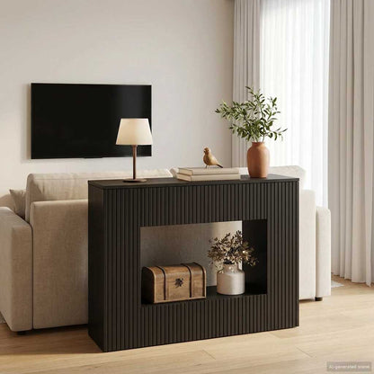 Console Table Striped Black 101 x 29 x 74 cm Engineered Wood