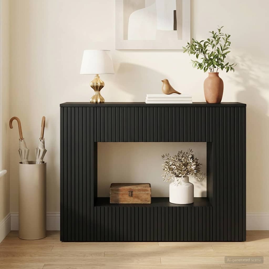 Console Table Striped Black 101 x 29 x 74 cm Engineered Wood