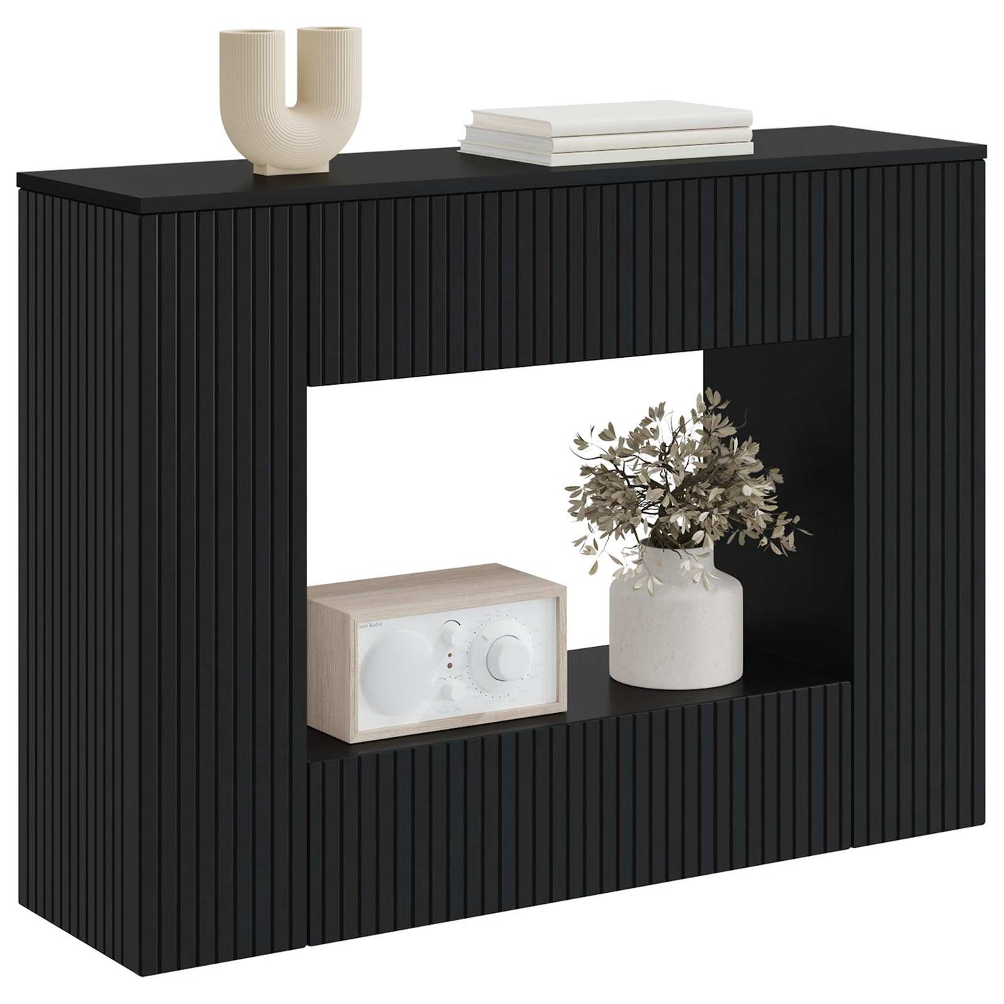 Console Table Striped Black 101 x 29 x 74 cm Engineered Wood
