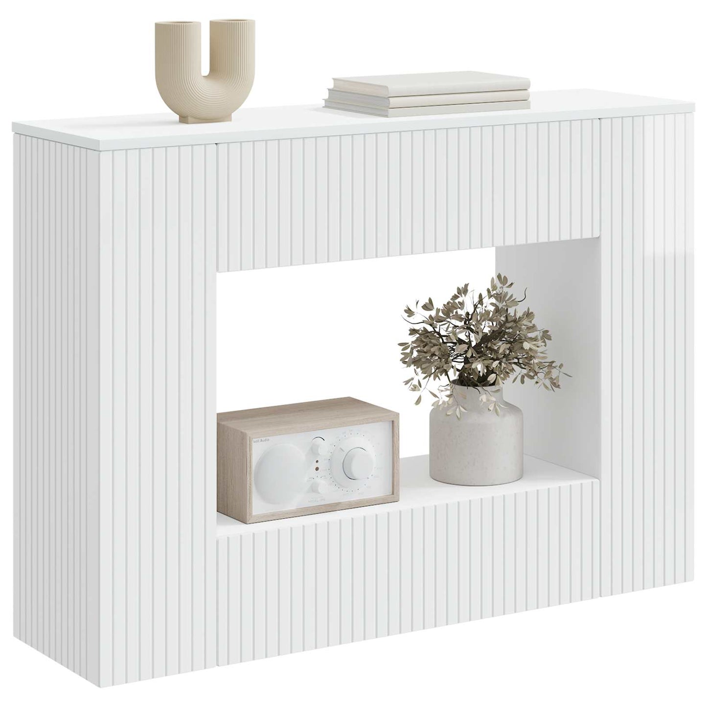 Console Table High Gloss White 101 x 29 x 74 cm Engineered Wood