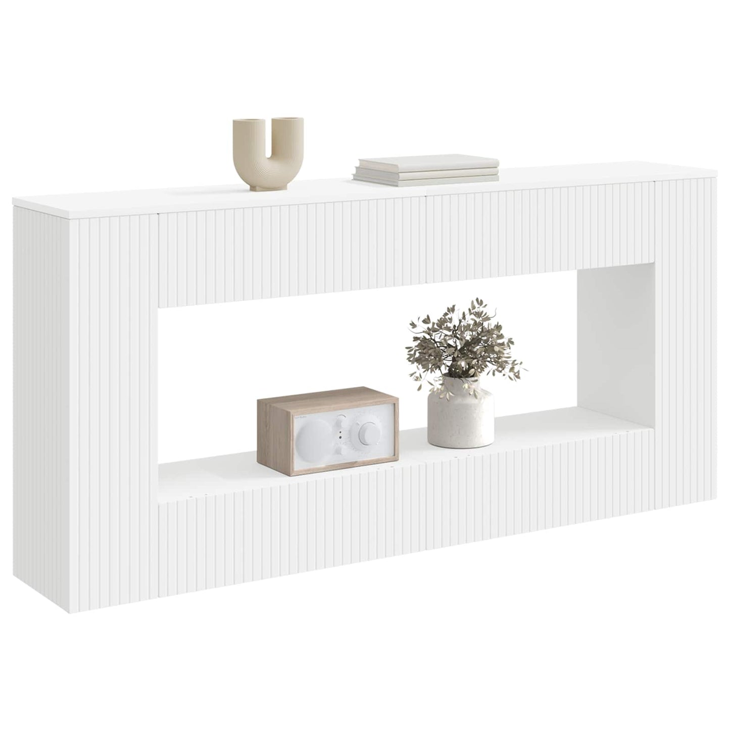 Console Table Striped White 155 x 29 x 74 cm Engineered Wood