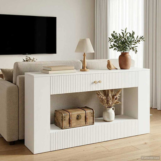 Console Table High Gloss White 155 x 29 x 74 cm Engineered Wood