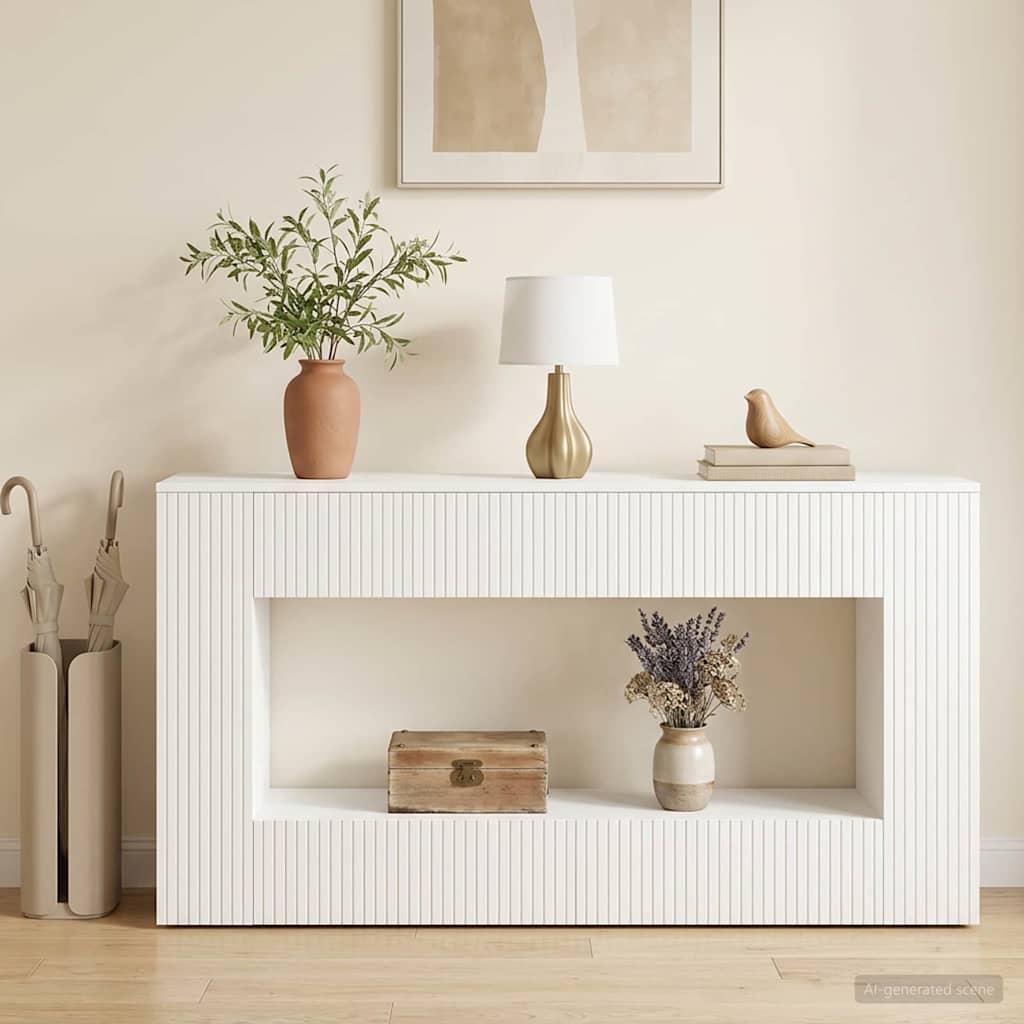 Console Table High Gloss White 155 x 29 x 74 cm Engineered Wood