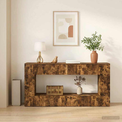 Console Table Smoked Oak 155 x 29 x 74 cm Engineered Wood
