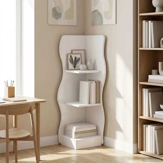 Corner Shelf White 34 x 33 x 102 cm Engineered Wood