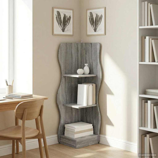 Corner Shelf Grey Sonoma 34 x 33 x 102 cm Engineered Wood