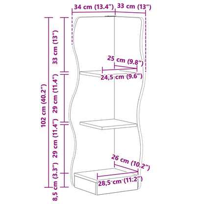 Corner Shelf Old Wood 34 x 33 x 102 cm Engineered Wood