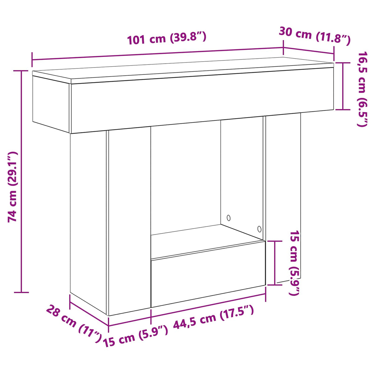 Black Oak 101 x 30 x 74 cm