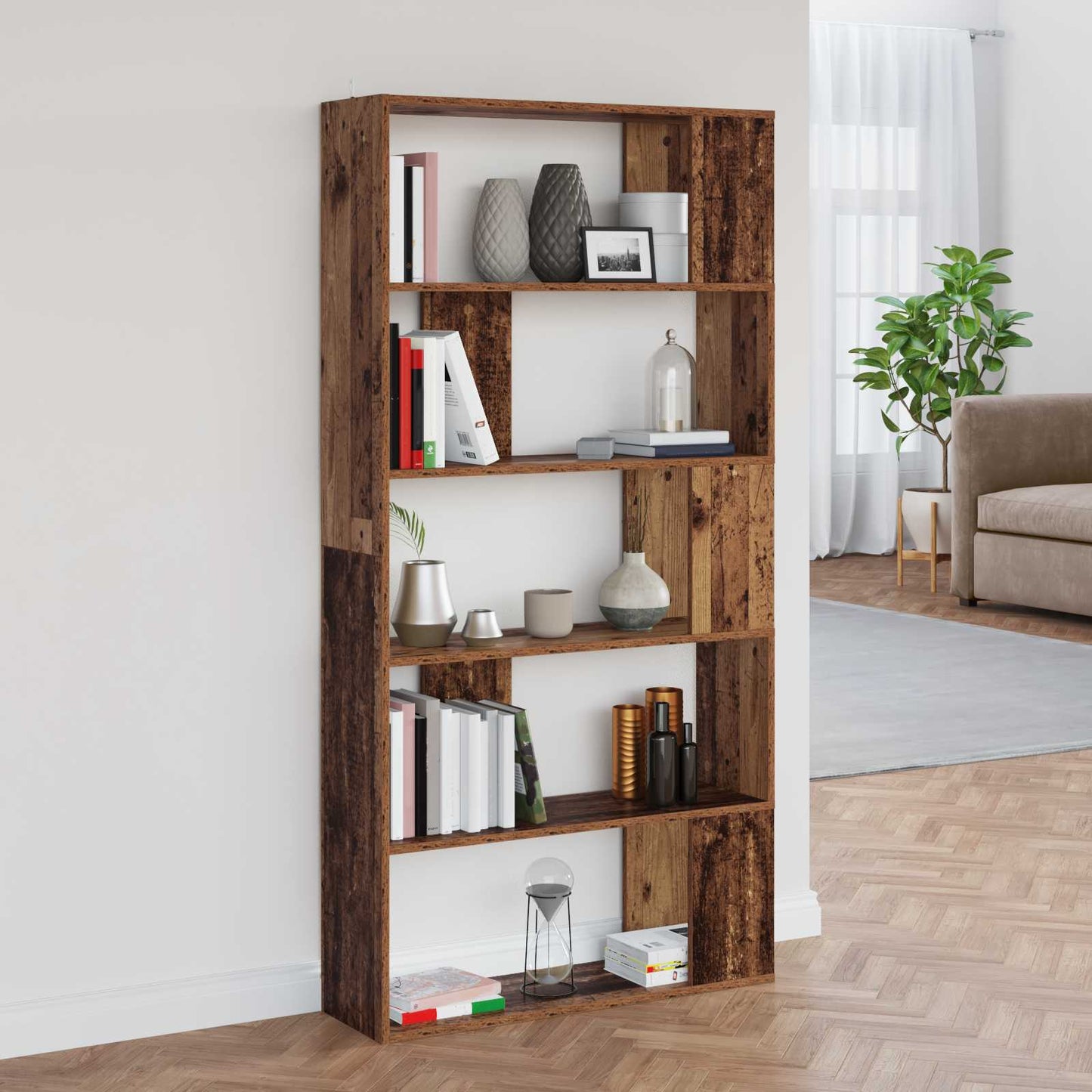 Book Cabinet Old Wood 80 x 24 x 159 cm Engineered Wood