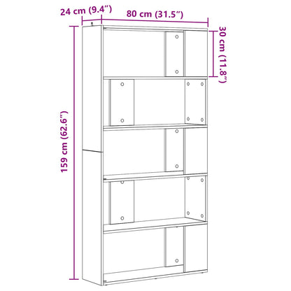 Book Cabinet Old Wood 80 x 24 x 159 cm Engineered Wood