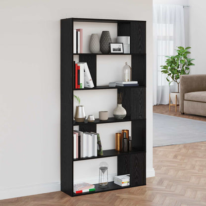 Book Cabinet Black Oak 80 x 24 x 159 cm Engineered Wood