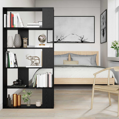 Book Cabinet Black Oak 80 x 24 x 159 cm Engineered Wood