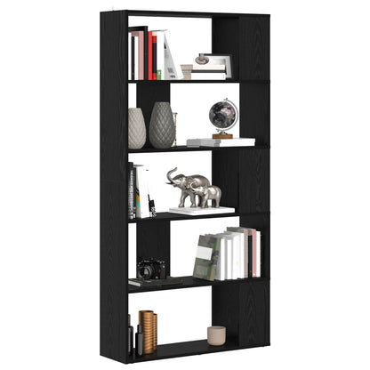Book Cabinet Black Oak 80 x 24 x 159 cm Engineered Wood