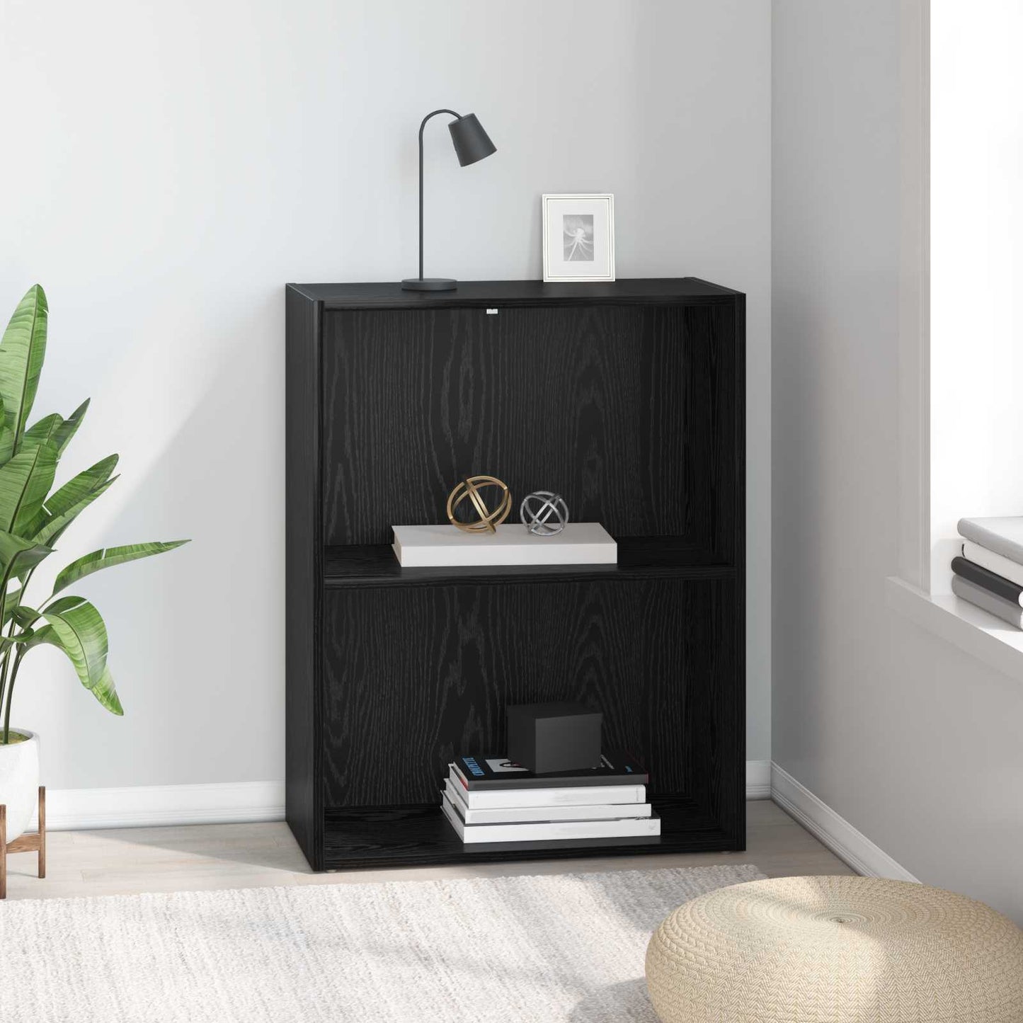 Bookshelf Black Oak 60 x 30 x 76.5 cm Engineered Wood