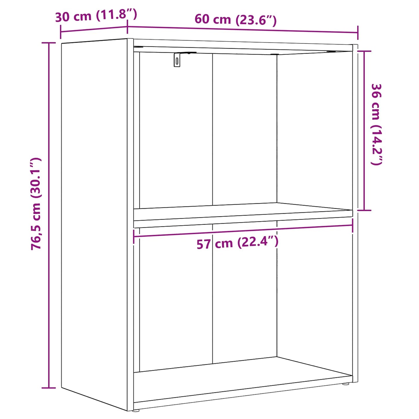 Bookshelf Black Oak 60 x 30 x 76.5 cm Engineered Wood