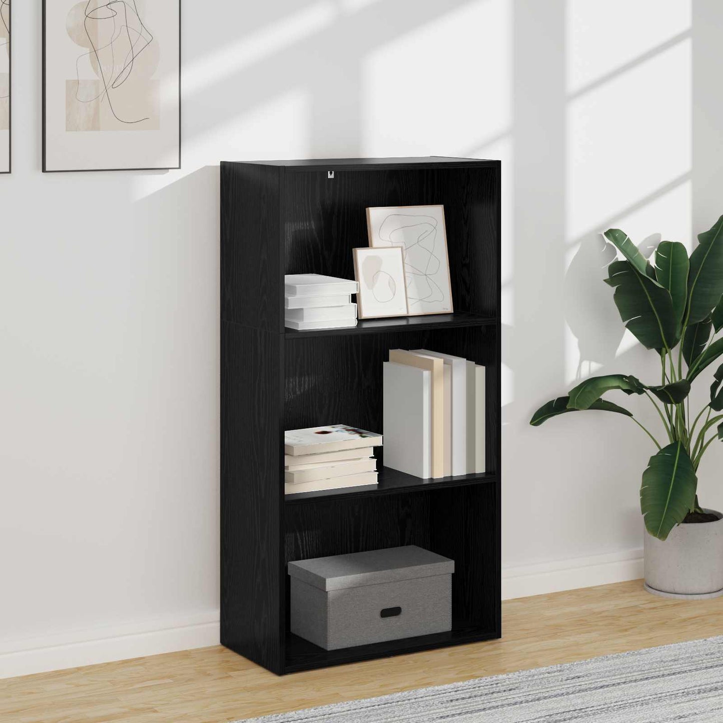 Bookshelf Black Oak 60 x 30 x 114 cm Engineered Wood