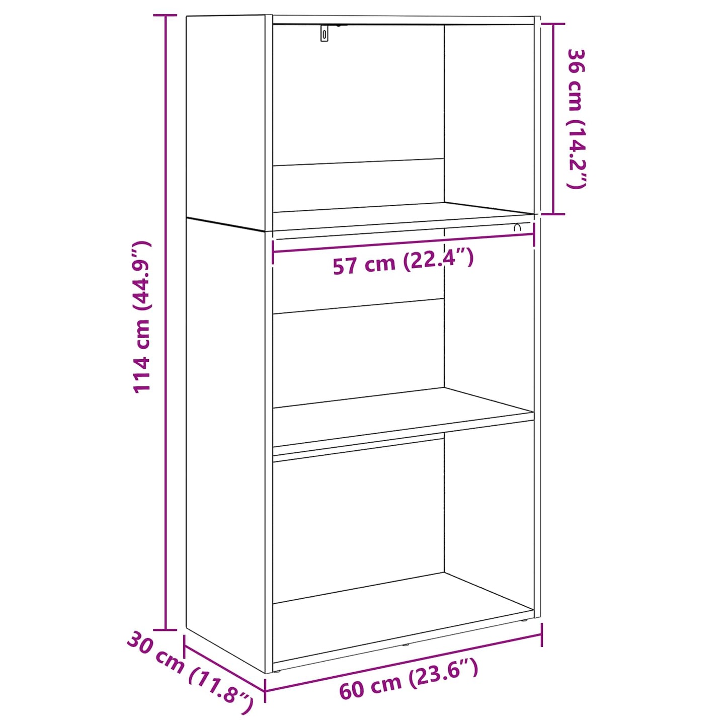 Bookshelf 60 x 30 x 114 cm Engineered Wood Black Oak