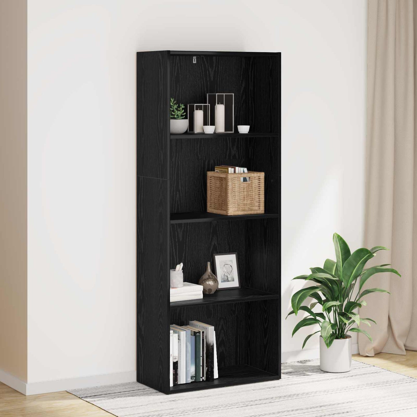 Freestanding Bookshelf Black Oak 60 x 30 x 151.5 cm