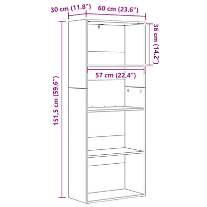 Freestanding Bookshelf Black Oak 60 x 30 x 151.5 cm