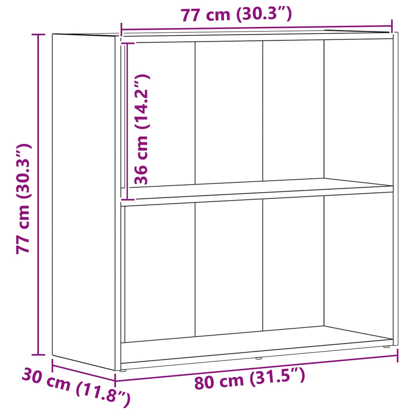 Bookshelf Black Oak 80 x 30 x 76.5 cm Engineered Wood