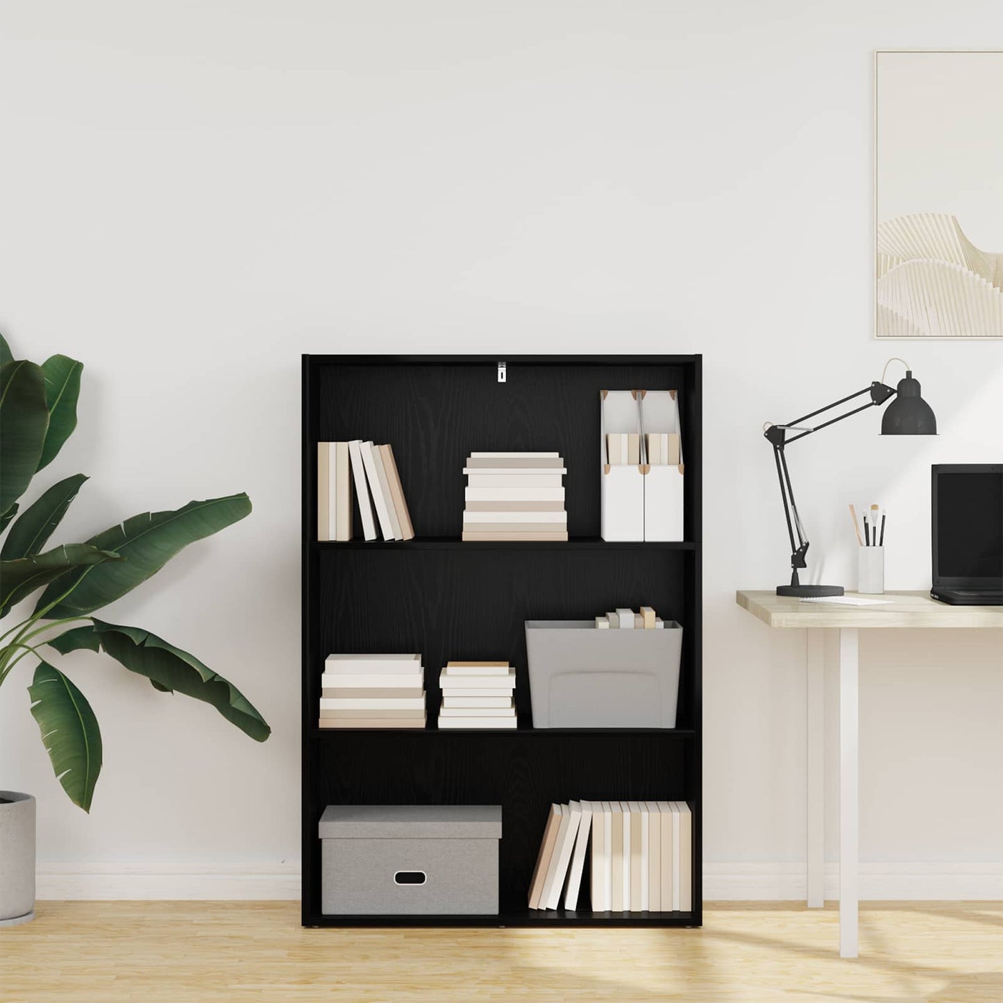 Bookshelf 80 x 30 x 114 cm Engineered Wood Black Oak