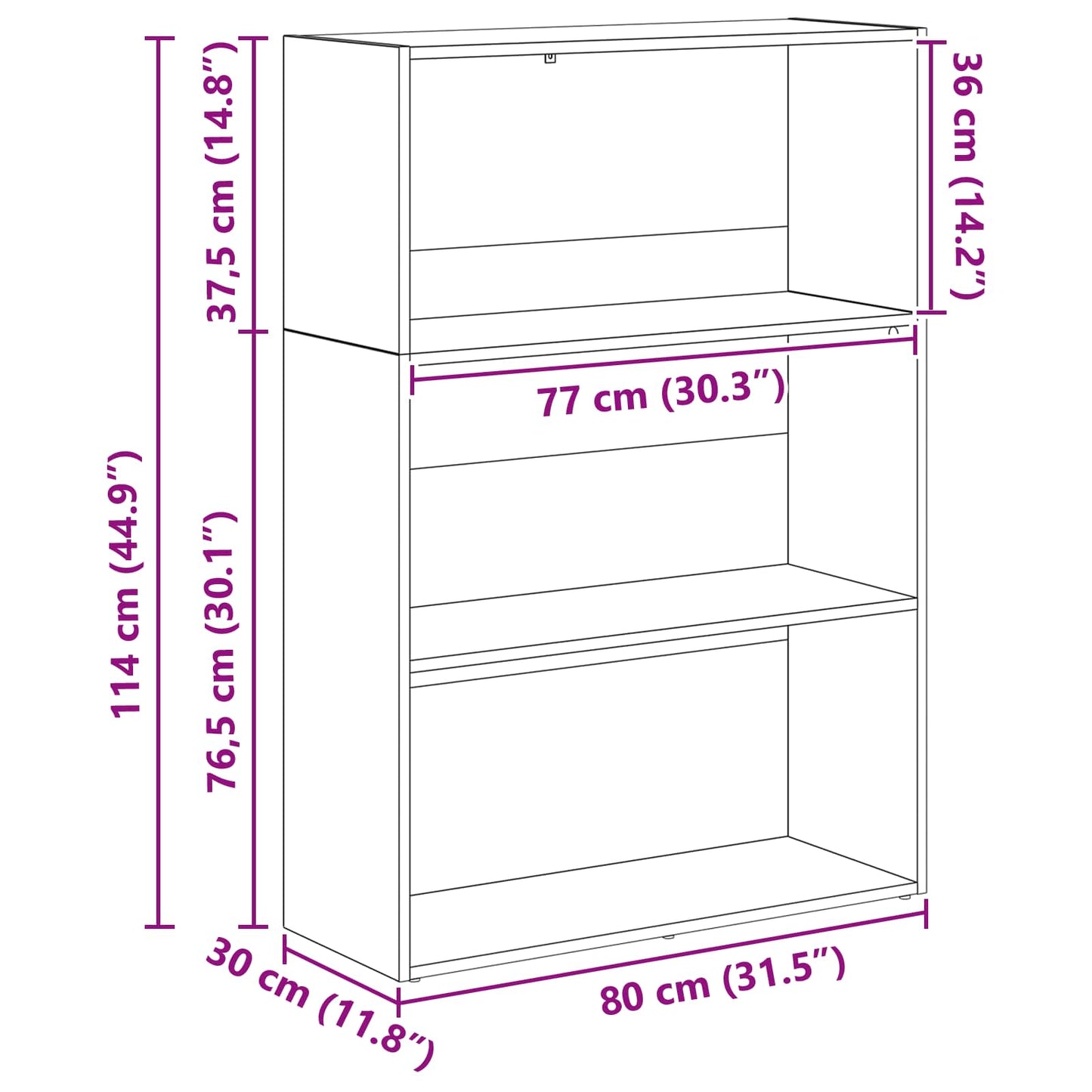 Bookshelf 80 x 30 x 114 cm Engineered Wood Black Oak