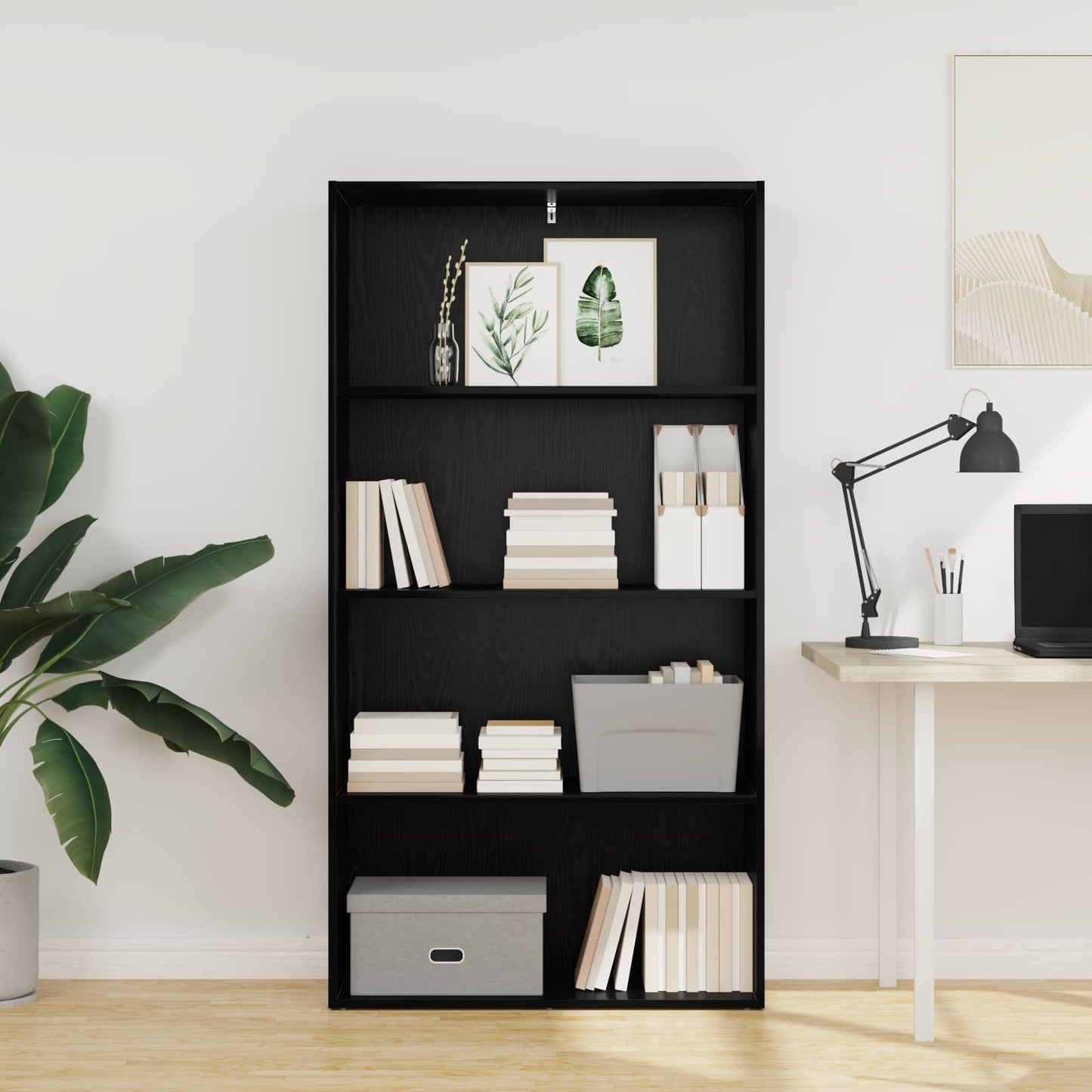Freestanding Bookshelf Black Oak 80 x 30 x 152 cm