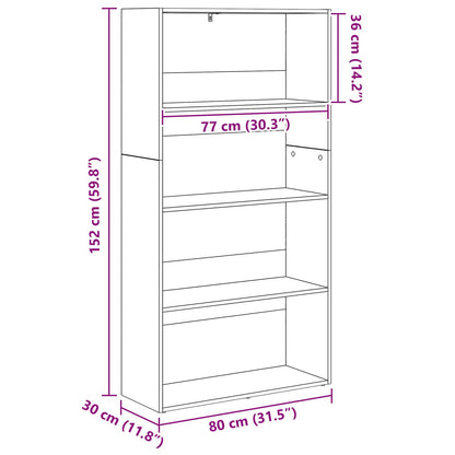 Freestanding Bookshelf 80 x 30 x 152 cm Engineered Wood