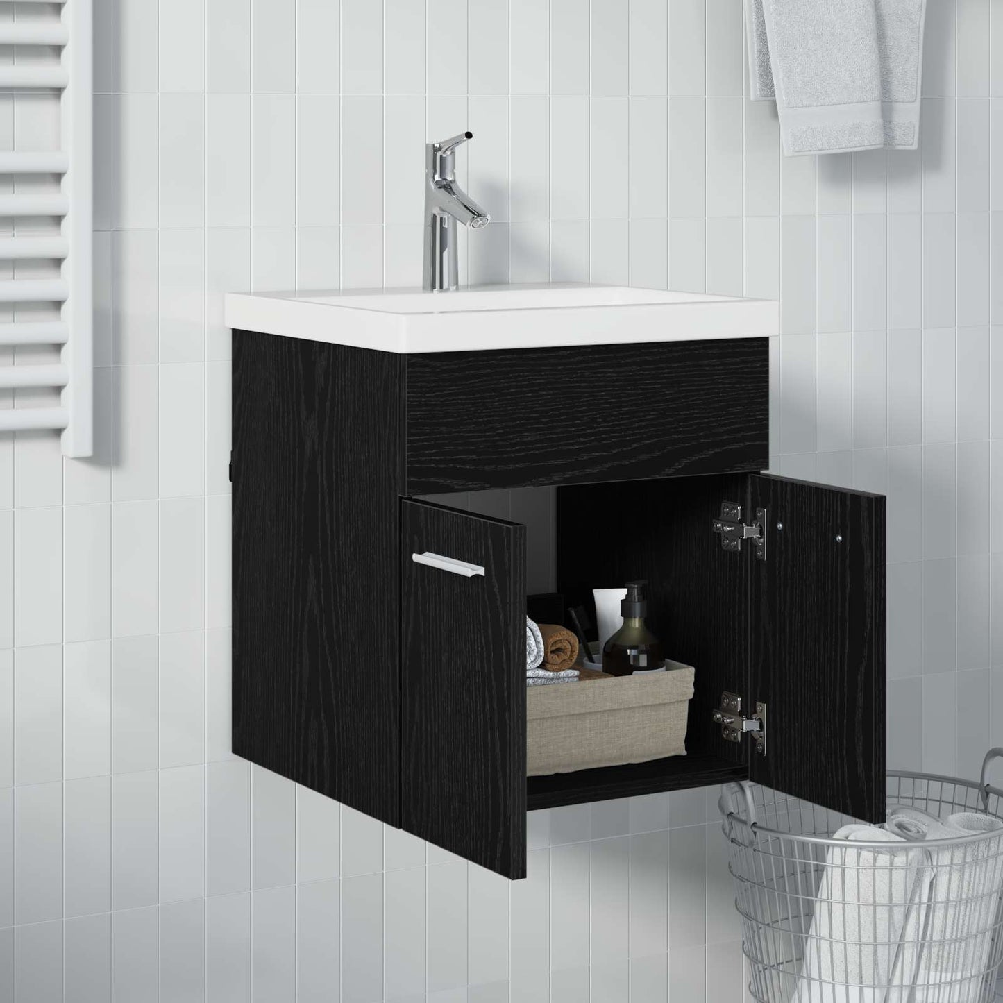 Sink cabinet Black Oak 41 x 38.5 x 46 cm Engineered Wood