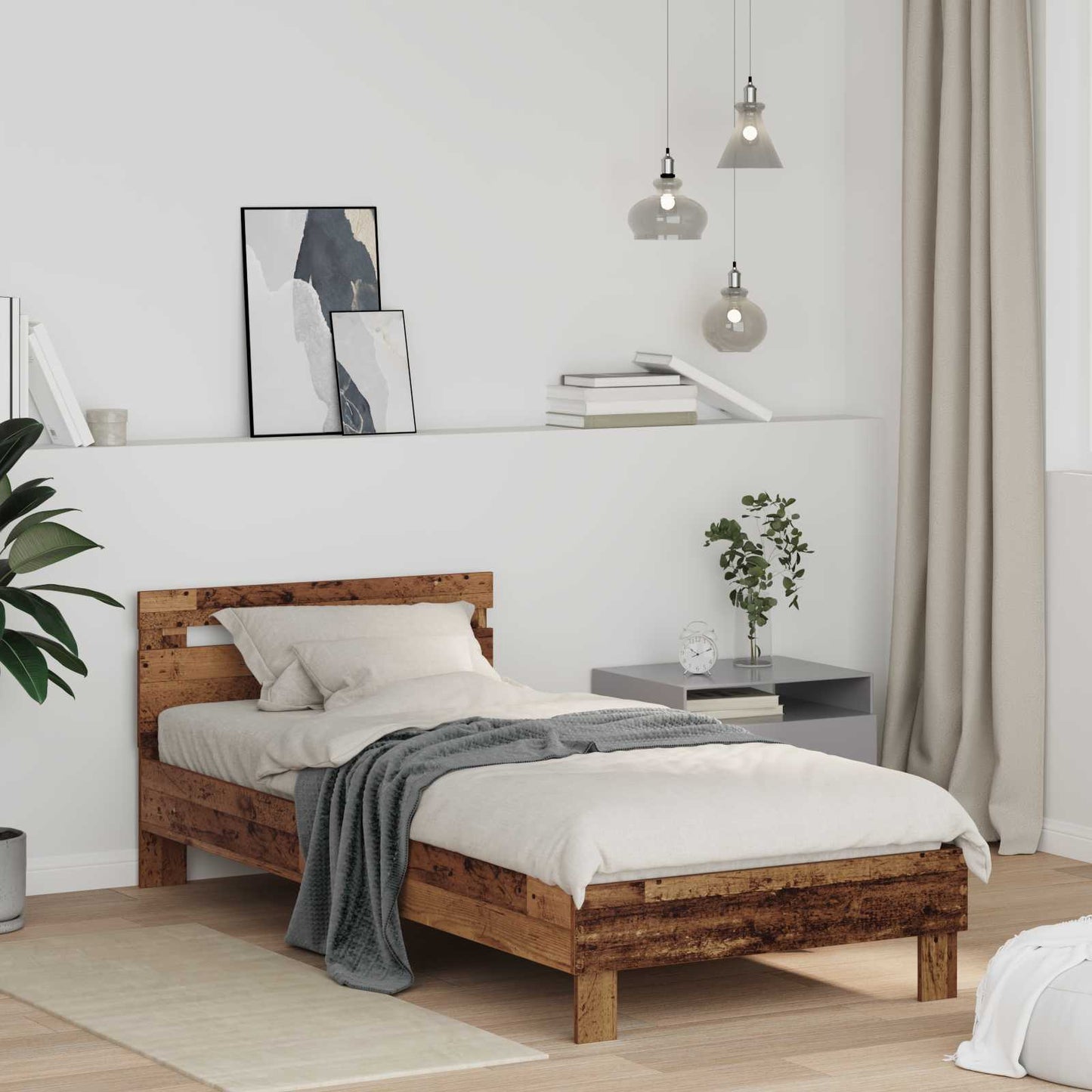 Bed Frame Old Wood 98.5 x 200 cm Engineered Wood