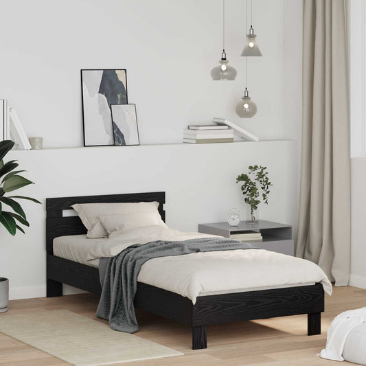 Bed Frame Black Oak 98.5 x 200 cm Engineered Wood
