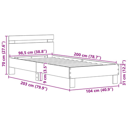 Bed Frame Black Oak 98.5 x 200 cm Engineered Wood