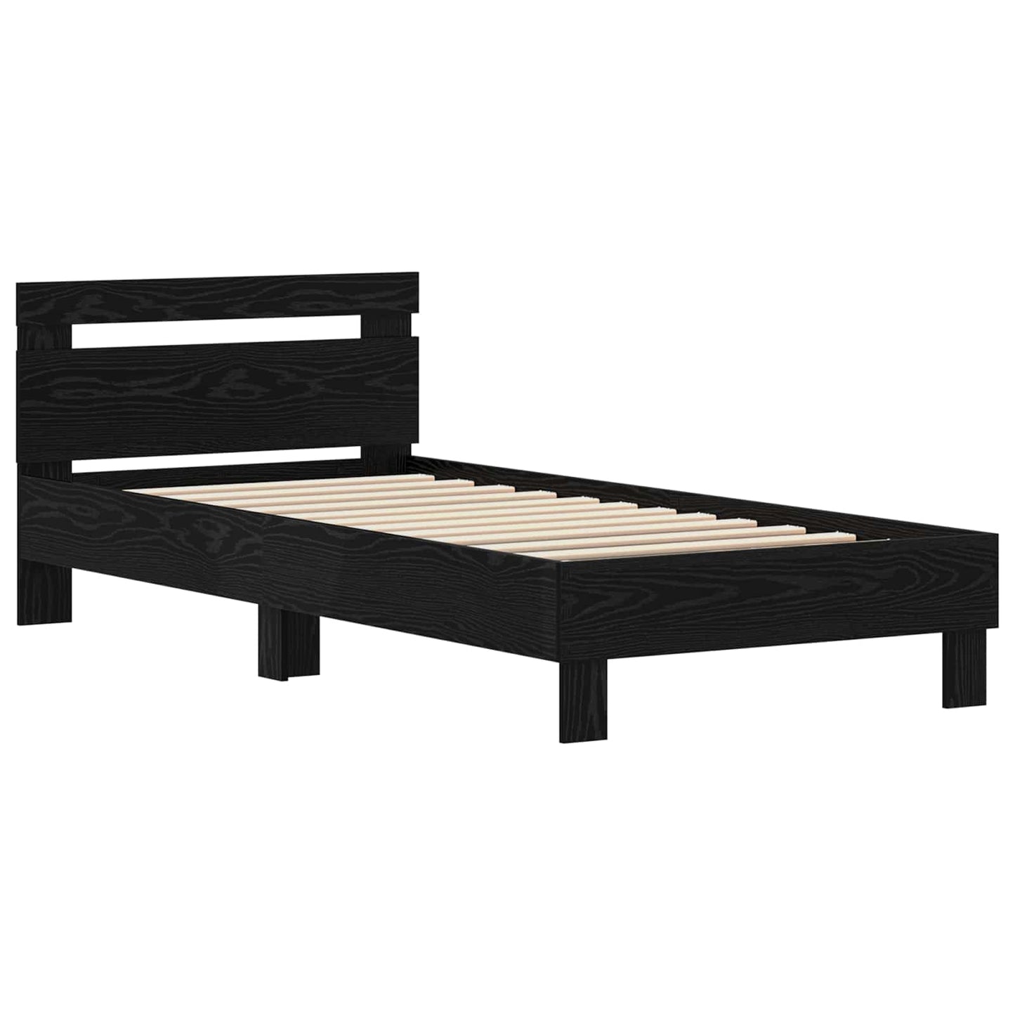 Bed Frame Black Oak 75 x 190 cm Engineered Wood