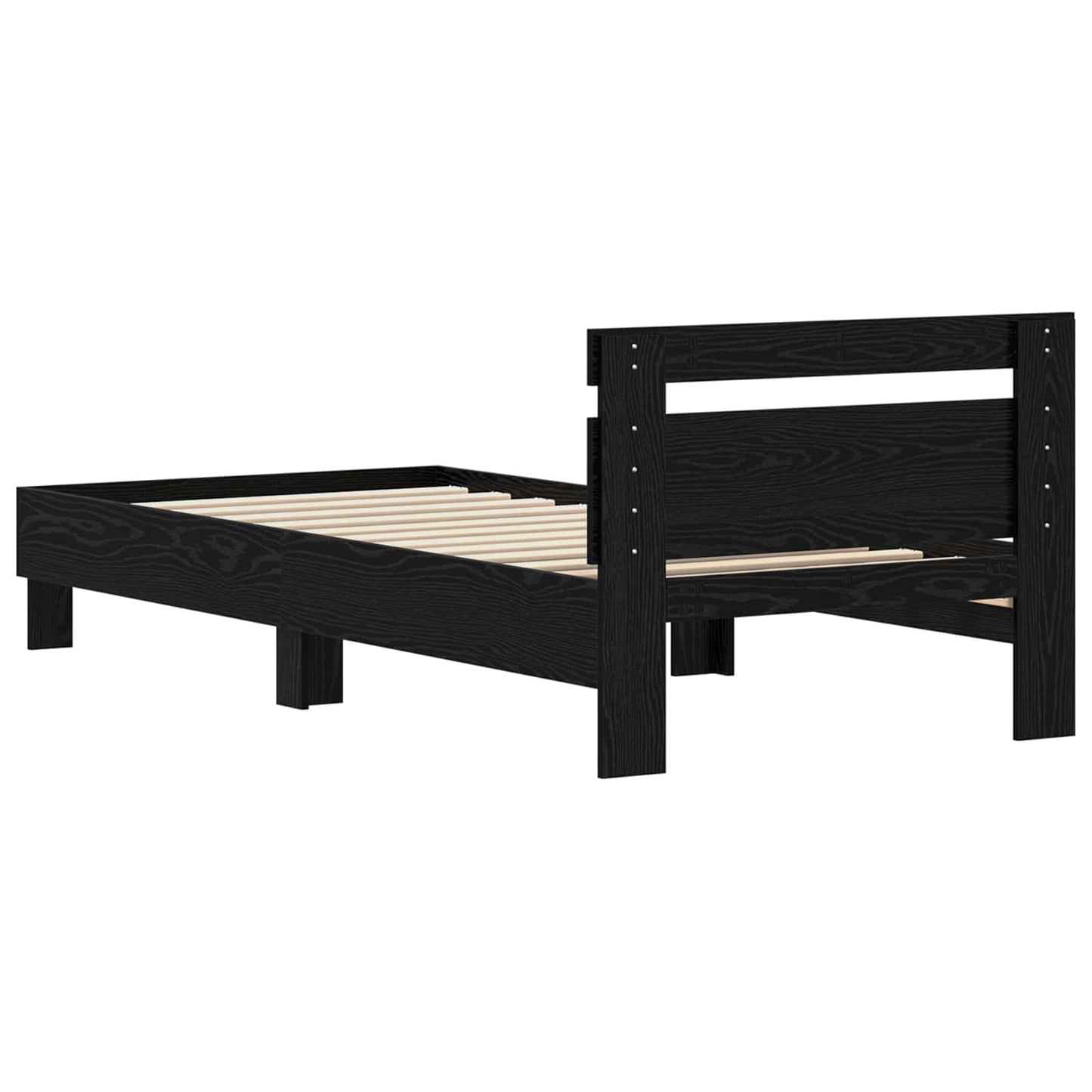 Bed Frame Black Oak 75 x 190 cm Engineered Wood