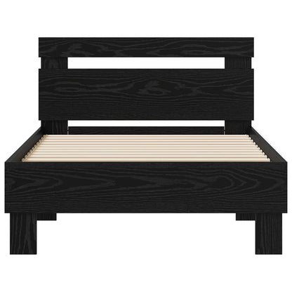 Bed Frame Black Oak 75 x 190 cm Engineered Wood