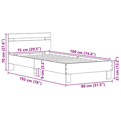 Bed Frame Black Oak 75 x 190 cm Engineered Wood