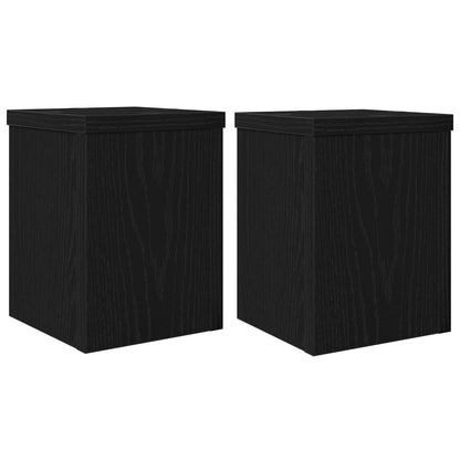 Plant Stand 2 pcs Black Oak 15 x 15 x 20 cm Engineered Wood