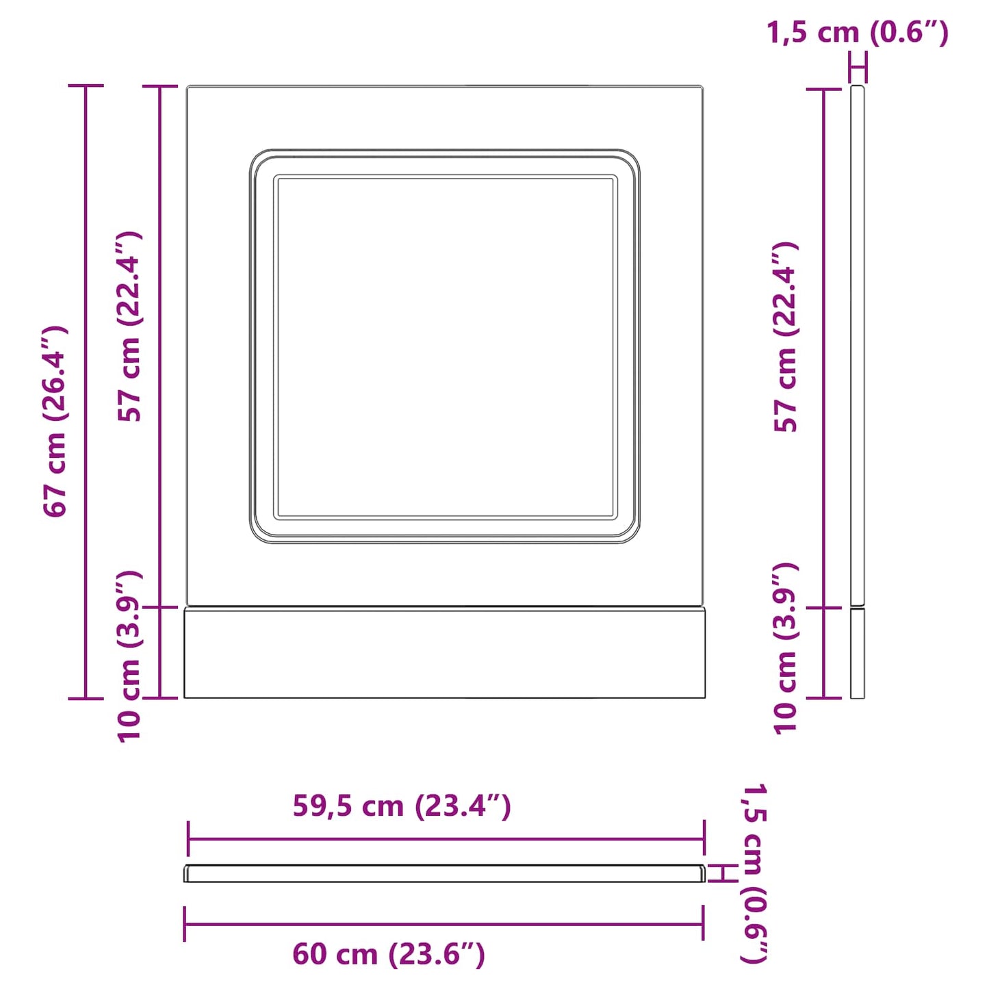 Dishwasher Panel Kalmar Black Oak 60 x 1.5 x 57 cm